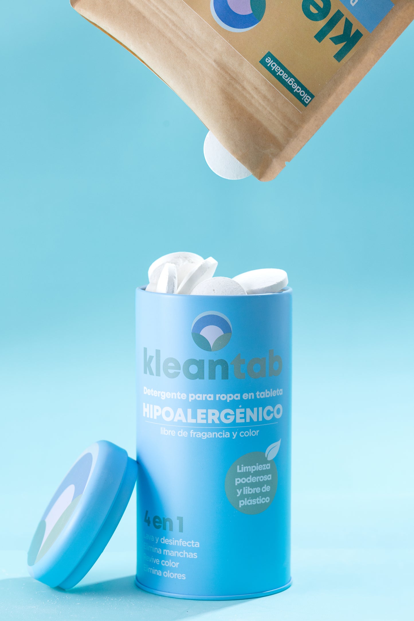 Detergente para Ropa en Tableta Hipoalergénico - 100 tabletas INCLUYE KLEANCAN REUTILIZABLE